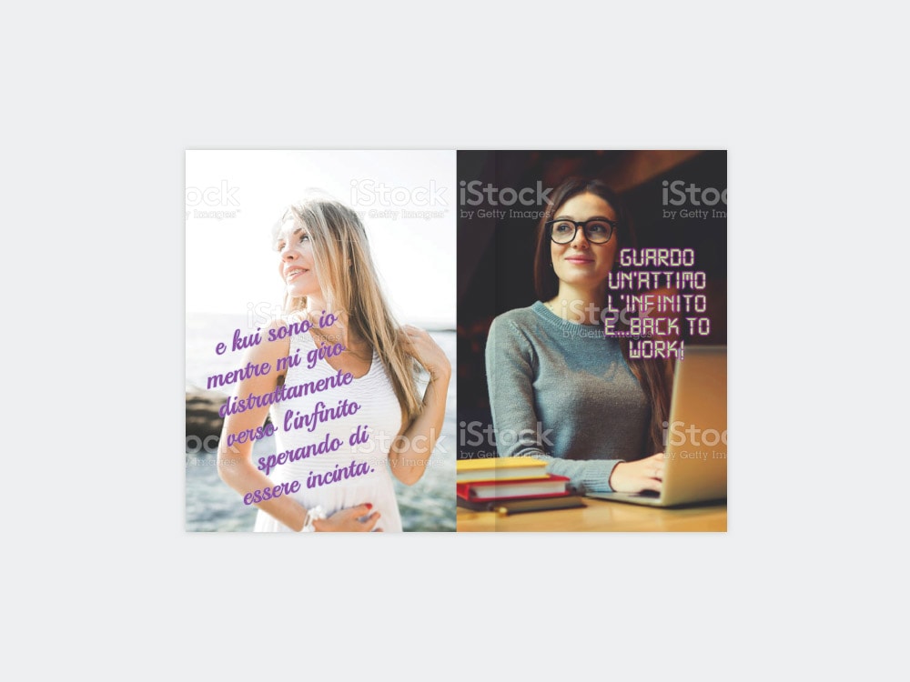 Donne estremamente attraenti ke guardano l'infinito a destra